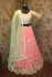 Pink and mint color mirror work wedding lehenga